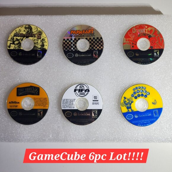 Nintendo GameCube Lot 6 Games Mario Kart Double Dash Mario Party 6 Donkey Konga - Picture 1 of 8